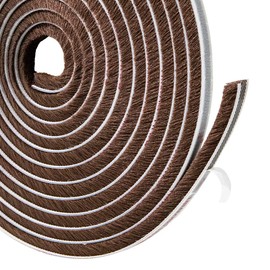 TORRAMI Felt Pile Weather Stripping Brush Strip for Window and Door Seal 11/32 inch x 11/32 inch x 16 ft,Strong Adhesive Backing Door Felt Strip for Sealing Insulation, Brown