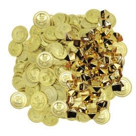 EHDWXVZM 100 Pirate Gold Coins, 100 Pieces Gems, Plastic Gold Coins, Children's Play Coins, Toy Gold Coins, Pirate Party Gold Coins, Gold Treasures For Kids, Party Decoration Gold Coins