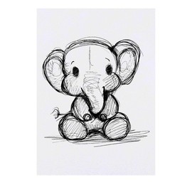 'Cute Sketchy Elephant' Temporary Tattoo - Water Resistant, Skin-Safe, Non-Toxic Transfer (TO00076225)