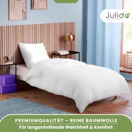 Julido Jersey Bedding Set and Pillowcase, 100% Cotton (Oeko-Tex). 2-Piece Bedding Set with Zip, Ultra Soft and Breathable (White, 100 x 135 + 40 x 60 cm)