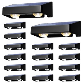 AUDERWIN Solar Fence Lights Outdoor, Solar Wall Lights Powered Waterproof IP65 Led for Outside Backyard Garden Deck Porch Patio House Pool Decor, 11 Modes(16 Pack)