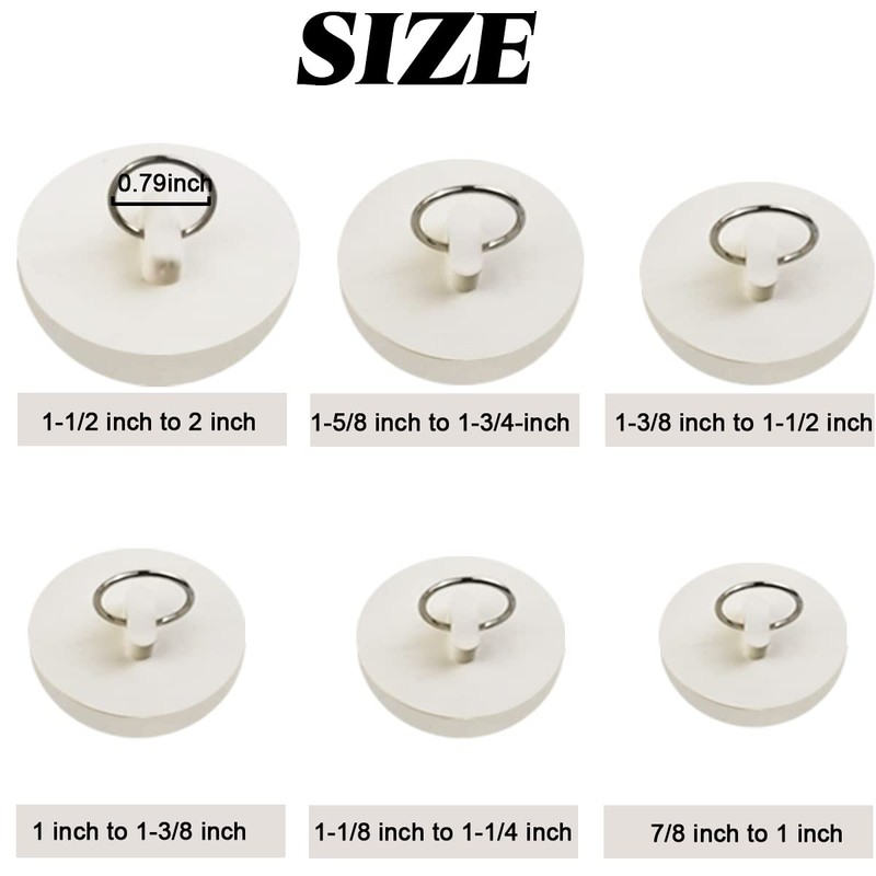 NSBELL 12PCS Rubber Sink Stopper, Drain Stopper Bath Tub Stopper