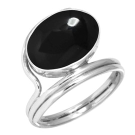 Jeweloporium 925 Silver Ring for Women Size T 1/2 Natural Black Onyx Gemstone Costume Silver Ring Vintage Jewelry