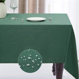 JUCFHY Rectangle Table Cloth,Linen Tablecloth Heavy Duty Fabric,Stain-Proof,Water Resistant Washable Table Cloths,Decorative Oblong Table Cover for Kitchen and Holiday(60x120 Inch,Hunter Green)