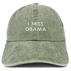 Trendy Apparel Shop I Miss Obama Embroidered Washed Low Profile Cap - Olive