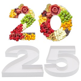 2025 Cardboard Number Fillable Charcuterie, New Year Eve Graduation Centerpiece Decorations, Set of 4 (White, 9inch)