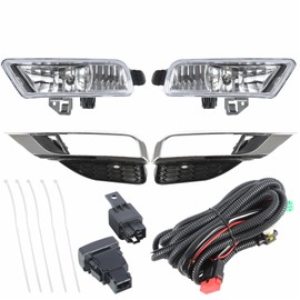 Silscvtt 2Pcs Fog Lights Assembly Replacement for 2015 2016 Honda CR-V CRV Clear Lens with Front Bumper Bezel Wires Switch Bulbs Kit Left+Right Side (Passenger & Driver Side)