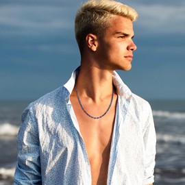 GAVU Lapis Lazuli Necklace for Men, Crystal Beaded Necklace for Men, December Birthstone Necklace for Men 24"