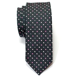 RETREEZ Vintage 3 Color Polka Dot Woven Fine Tie Tie - 5 Colors Available, gray (dark gray)