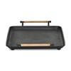 Syla Black Metal Tray with Wicker Wrapped Handles - Rectangle