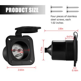 FALVFUN Car 15 Amp Flanged Inlet, 125V NEMA 5-15 RV Shore Power Socket with Waterproof Cover, 2 Pole 3- Wire Straight Blade Camper AC Inlet Port Plug, Fit for Trailer Motorhome Pickups