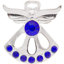 September Sapphire Birthstone Angel Pin, 8 Stones, Silver