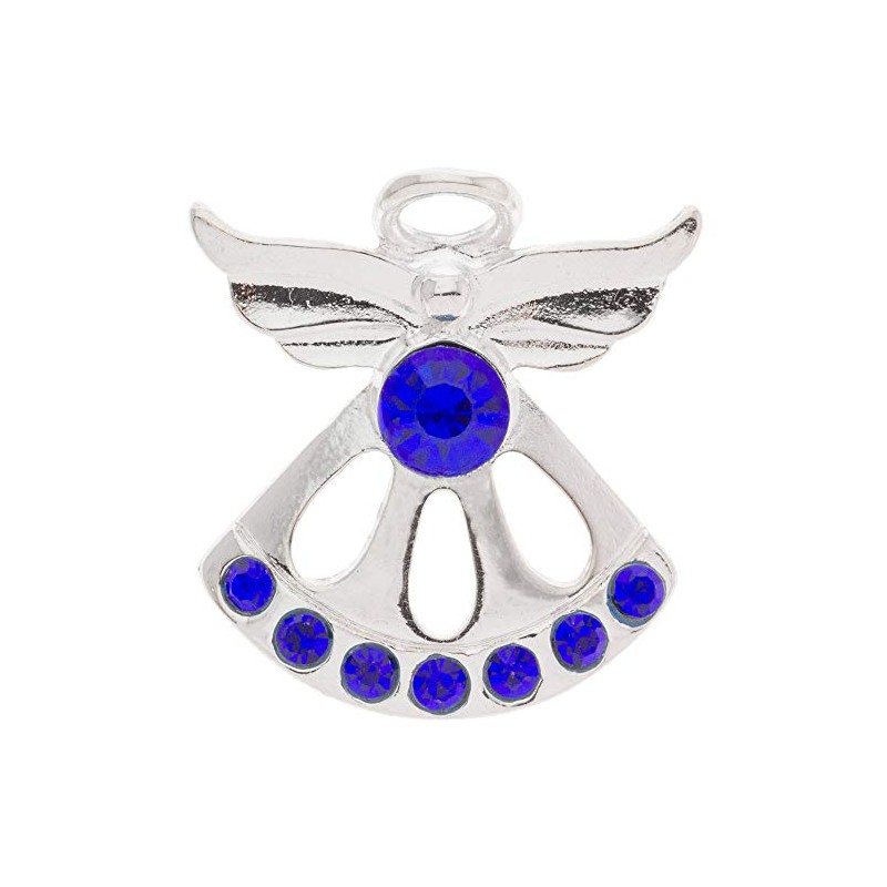 September Sapphire Birthstone Angel Pin, 8 Stones, Silver
