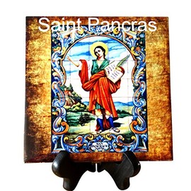Gifts by Lulee, LLC Saint Pancras San Pancracio Patron Saint of Workers Tile for Wall Desk Mantel (6 x 6)