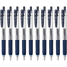 Zebra Sarasa Clip 0.5 Retractable Gel Ink Pen, Rubber Grip, 0.5mm, Blue Black Ink, Value Set of 10