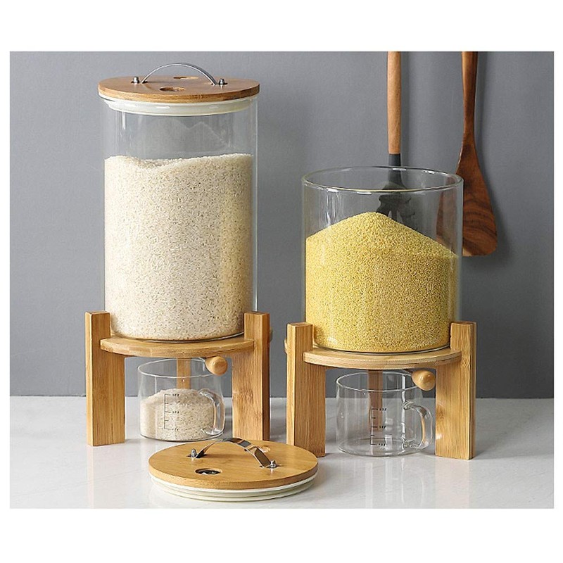 Flour and Cereal Container, 5L/8L, Rice Dispenser, Creative Glass Food