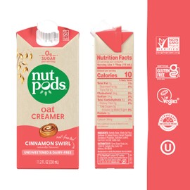 nutpods Oat Cinnamon Swirl Coffee Creamer - Unsweetened Oat Milk Creamer - Nut-Free Non Dairy Creamer - Keto, Gluten Free, Non-GMO, Vegan, Sugar Free, Kosher (12-Pack)