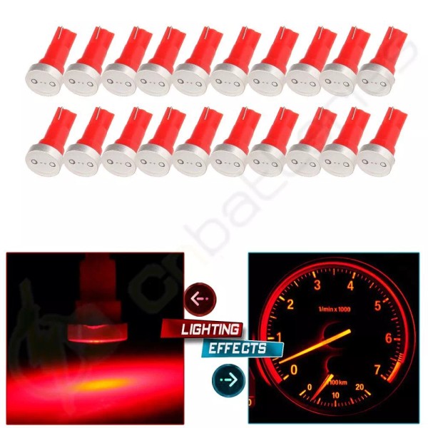 cn-batteries 20x Ultra Red T5 COB LED Bulbs Dashboard Dash