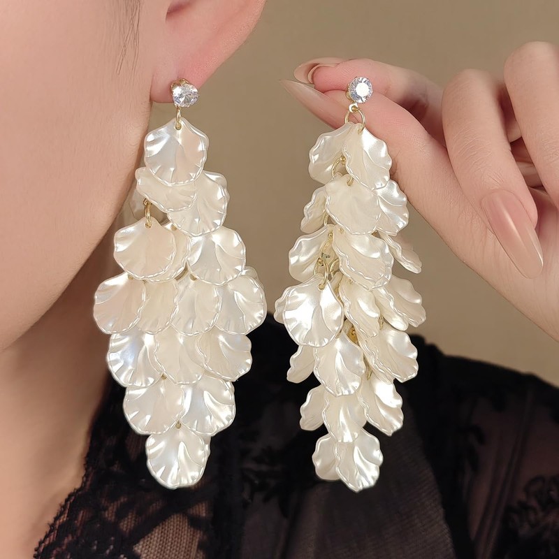 Tassel Shell Earrings for Women White Shell Statement Sea Summer
