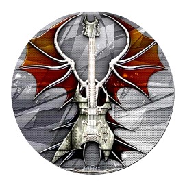 Fashion Jewelry METAL ROCK GUITAR PUNK MUSIC Large  Pendant Charm GERMAN Silver 20" Necklace