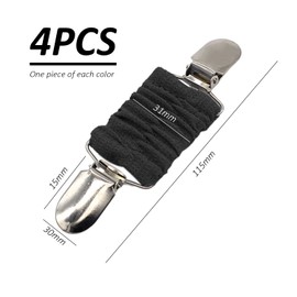 4 Pieces of Cardigan Clips, Sweater Clips, Elastic Waist Clips, Shawl Scarf Clips, Anti-Exposure Buckles, Suitable for Shirts, Sweaters, Scarves (Black + Gray + White + Burgundy) (11.5 * 3.1cm)