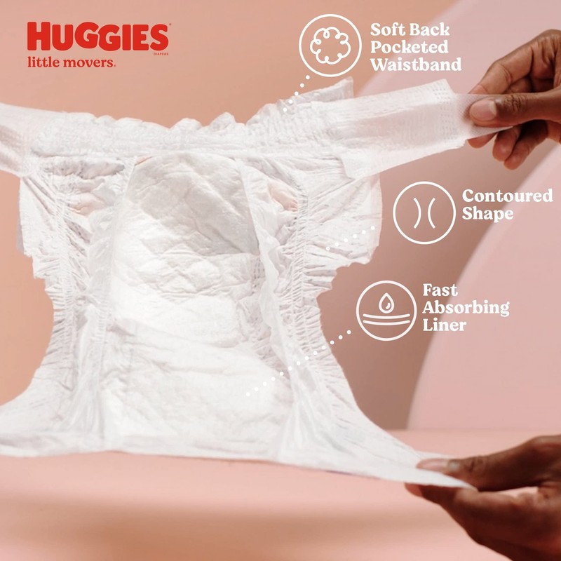 Huggies Little Movers Baby Diapers, Size 6 (35+ lbs), 84