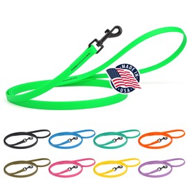 Dogline Biothane Waterproof Dog Leash Strong Coated Nylon Webbing with Black Hardware Odor-Proof Easy to Clean High Performance for Small or Large Dogs Made in USA 4 or 6 ft Lead, Tropical Green