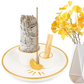 Incense Stick Holder Moon Design 4 in 1, Palo Santo Ceramic Incense Holder, Incense Holder for Smokers, Palo Santo Smoking Wood, Sage Smoking, Yoga Decoration Meditation Accessories