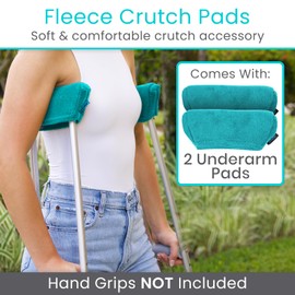 Vive Fleece Crutch Pads - Comfortable Padding for Armpits - Accessory Cover Arm Cushions for Adult & Youth Crutches - Luxurious Soft Fleece with Sculpted Memory Foam Core - Washable & Breathable