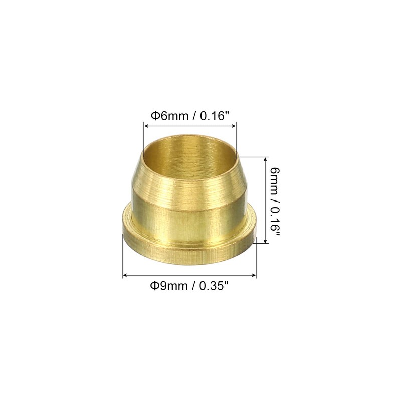 PATIKIL 6mm Tube OD Brass Compression Sleeves Ferrules 10 Pack