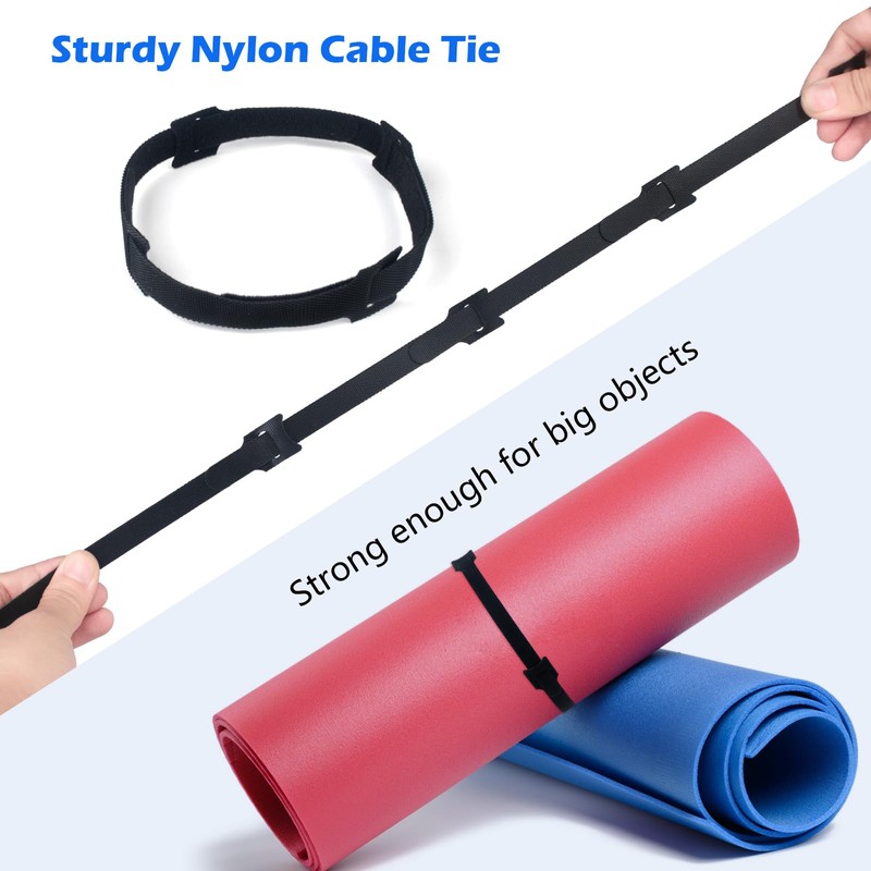 SUTOUG 60PCS 6 Inch Reusable Cable Ties Black, Adjustable Cable