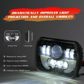 Mogankey Brighter Anti Glare 5x7 7x6 Headlights H6054 H6014 H5054 Compatible with Jeep Cherokee High Lumen Output Jeep Wrangler Replacement Lights Durable Waterproof Design