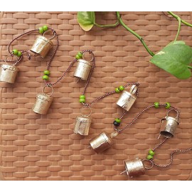 Rustic Vintage Bell Hanging String for Home Christmas New Year Decor Wall Door Window Decoration, Garden and Outdoor- 10 Handmade Cowbells Gifting