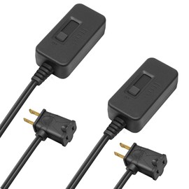 DiCUNO Table-Top Plug in Lamp Dimmer Switch for Table/Floor Lamps, UL Listed, Slide Control, Works with 100 Watt Dimmable LED/CFL and 300 Watt Incandescent/Halogen, 3.3ft Cord, Black, 2-Pack