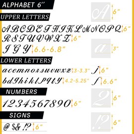 DZXCYZ 6 Inch Letter Symbol Stencils for Painting on Wood, 65 Pcs Alphabet Drawing Templates with Calligraphy Large Font and Cursive Letters Numbers Signs, Reusable Plastic Art Craft Stencils