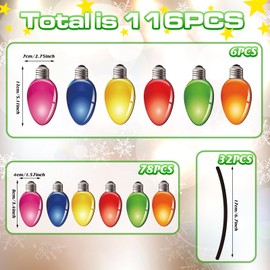 Bememo 116 Pcs Christmas Reflective Magnets Set 84 Light Bulb Car Decorations Exterior 32 Cute Xmas Wires Car Magnet Magnetic Christmas Decor Refrigerator Decal for Holiday Garage (Classic)