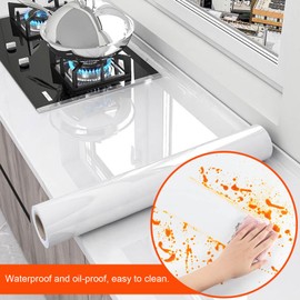 Snkxu Clear Contact Paper, Protection for Kitchen Backsplash Tiles, Cabinets, Walls, and Shelves. Waterproof and Oil-Proof Peel and Stick Covering(15.7X394 Inches)