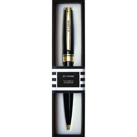 La carterie 76000713 Ballpoint Pen Set Black & Gold with Message – I Love You