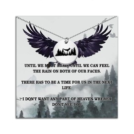 BLEOUK The Raven Necklace The Raven Jewelry Black Crow Gift Ravens Novels Lover Present Crow Gift Romance Bookish Stuff (DON'T SEE YOU)