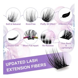 Extensiones De Pestañas Nagaraku En Racimo Clusters Diy T50 Color Negro Espesor 0.07 Mm Largo 9.14 Mm Tipo De Curvatura D