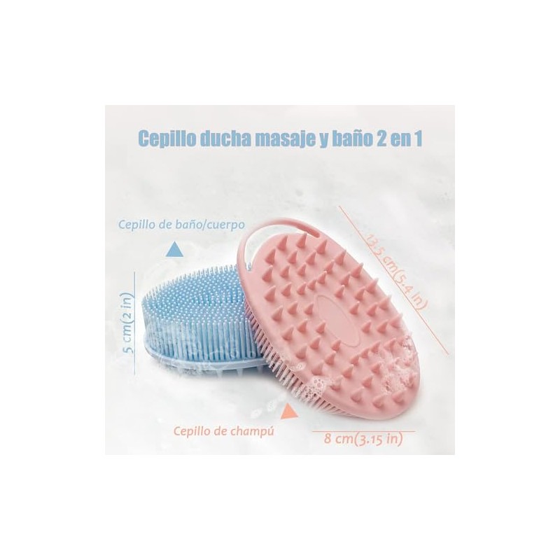 2 piezas Cepillo de ducha, cepillo de masaje de silicona