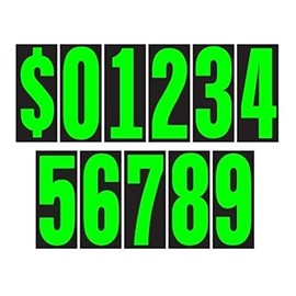 Auto Dealer Supplies 5 1/2 Vinyl Number Decals, Windshield Pricing Stickers, Chartreuse Car Lot Pricing Numbers, 11 Dozen