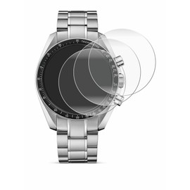 Savvies (4 Pack Full-Screen Protection Film compatible with Omega Speedmaster Moonwatch Professional (42 mm) Full Cover Screen Protector 3D Curved