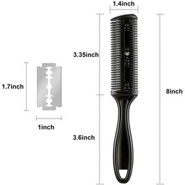Bticx 3 Pieces Razor Comb with 10 Pieces Razors, Hair Razor Combs Double Edge Hair Cutting Comb with 10 Stainless Steel Blade, Hair Thinning Comb Slim Haircuts Cutting Tool