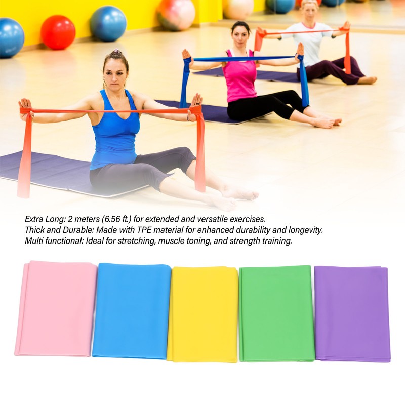 5PCS Resistance Band Thickened 2m Length 36lb High Strength Stretch