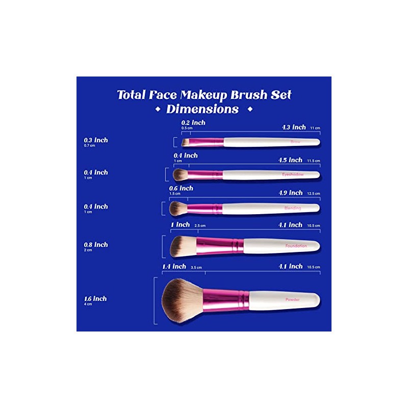 Ruby Kisses Juego Brochas Maquillaje Tamaño Viaje Polvo Base Mezcla