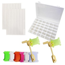 Embroidery Floss Organiser Box Set, 36 Compartments Storage Case, 150 Bobbins with Stickers, Thread Winder Tool