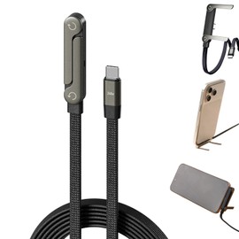 Sideways Phone Charger, 240W Fast Charging Cable, Invisible Stand Charging Cable, Built-in Phone Stand for Smartphones Tablets (1PC)
