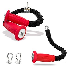THEFITGUY Ergonomic Tricep Ropes Combo – Set of 2 Ropes, One 30-Inch Rope & One 16.5-Inch Single Rope, Non-Slip Comfort Grips Reducing Wrist Pressure and Skin Rubs, Easy to Clean - for Pull Machine