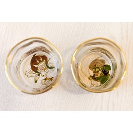 ADERIA S6226 Japanese Sake Glasses, Fujin and Thunder Sake Glass Pair Set, 3.4 fl oz (100 ml), Pair Set, Made in Japan, Comes in a Cosmetic Box, Guinrinks, Glasses, Stylish Gift, Women's, Mother's